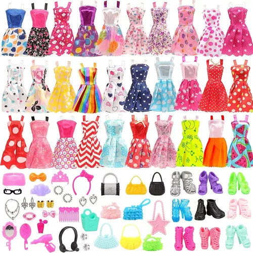 Kit C/ 08 Roupinhas P/ Boneca Barbie Roupas Vestidos