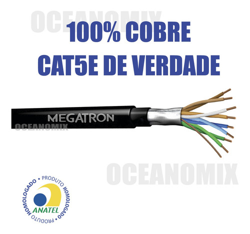 Cabo 4 Pares Cat5e Utp Externo Blindado 30m 100% Cobre +4 Rj