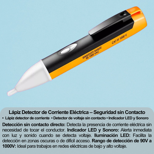 Probador De Voltaje Cat Iii 1000v 90-1000 Ac Kit De 4 Piezas