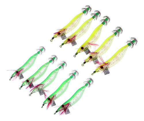 10pcs 2 Colores Luminous Squid Jigs Señuelos