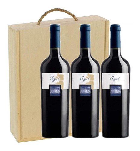 Estuche Madera Vino La Azul Reserva Blend X750cc X3 Unidades