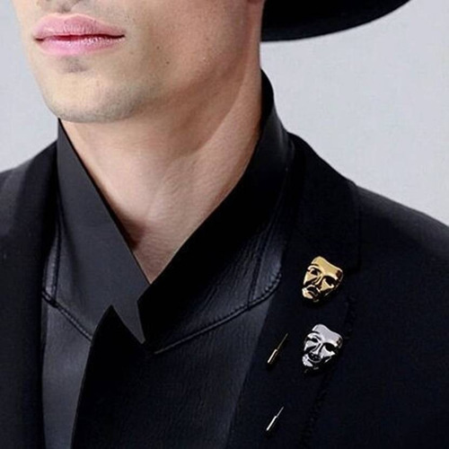 2 Broches Moda Para Hombre Mujer Pin Solapa Mascara Feliz