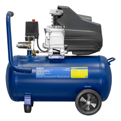 Compresor De Aire Eléctrico Lubricado 40l, 1.5hp, 127v Foy Azul 60 Hz Monofásica