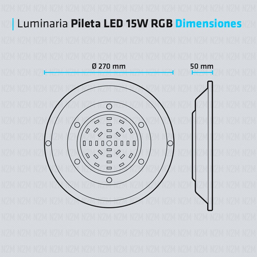 Lampara Luces Led Pileta 15w Luminaria Piscina Luz Rgb Color