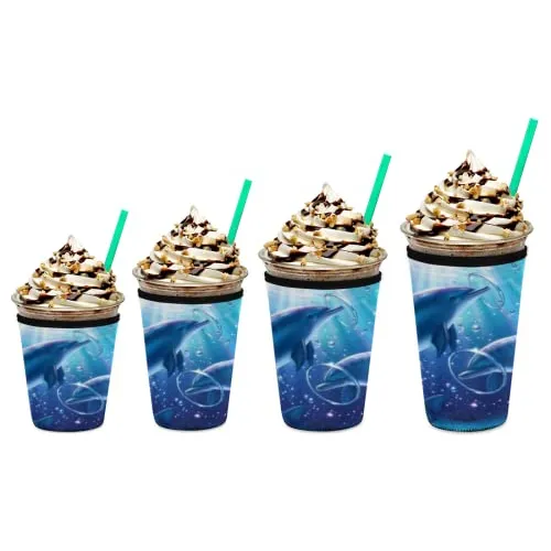 Funda Reutilizable Para Café Helado Ocean Dolphins, Diseño S