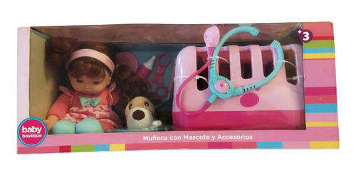 Set Muñeca Con Mascota Y Accesorios Baby Boutique 100% Nuevo