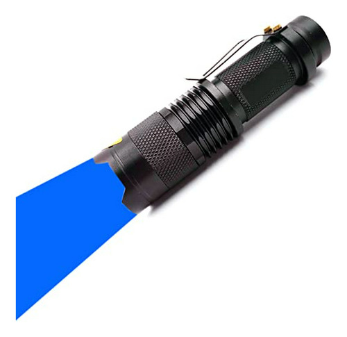 Linterna Azul De Luz Azul Con Clip Y Enfoque Ajustable