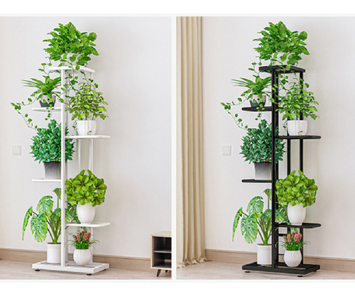 Porta Macetas De Madera Metal De 5 Capas 6 Cuencas Soporte