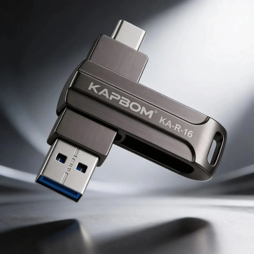 Pen Drive 16gb Otg Tipo C Usb 3.0 Metálico Alta Velocidade Chumbo Kapbom