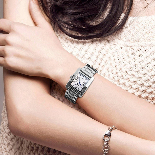 Reloj Pulsera Mastop Rectangular De Acero Inoxidable P/mujer
