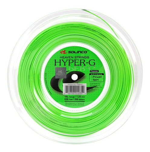 Corda Solinco Hyper G 16l 1.25mm Rolo Com 200 Metros Verde