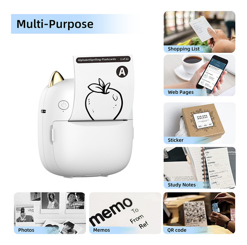 Mini Impresora Térmica De Bolsillo Con 16 Rollos De Papel De