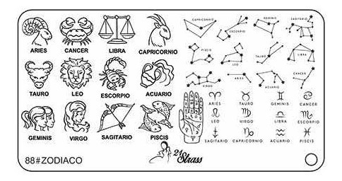 Placa De Stamping Signos Del Zodiaco - Horóscopo 21 Strass