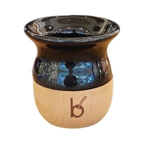 Mate Vibe De Cerámica Esmaltada Y Base De Algarrobo