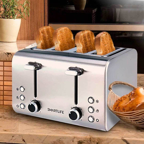 Tostadora Smartlife 4 Panes Con 3 Funciones Y Potencia 1600w