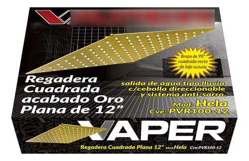 Ducha Extra Plana Cuadrada 12 Pulgadas Con Brazo Lujo Oro