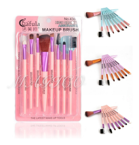 Set De 8 Brochas De Maquillaje Colores Pasteles Sinteticas