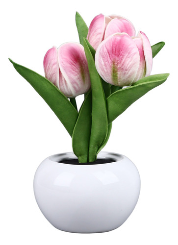 Tulipán Simulación Luz Nocturna Flores En Maceta Decorativo