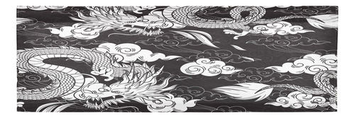 Cenefa Cortina Cocina Dragon Japon Negro Ventana Para Sala X