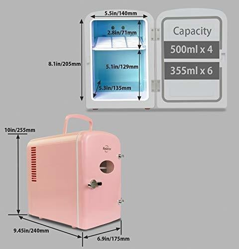 Mini Heladera Retro 6 Latas 4 L Pink Remedios Maquillaje Ø