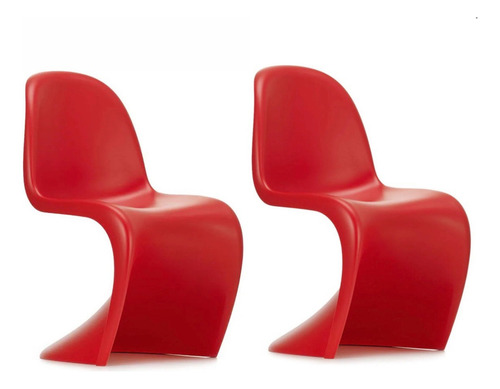 Silla Moderna Para Comedor Estilo Panton Juego De 2 Estructura de la silla Rojo Diseño de la tela Liso
