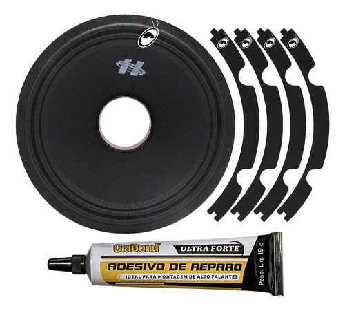 Kit Reparo Midbass Hurricane Mb 8k 400w Rms 4 Ohms Cor Preto