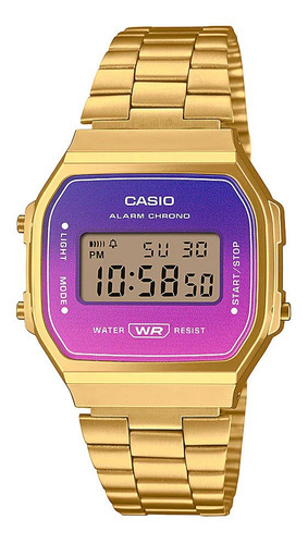 Reloj Casio Unisex A-168werg-2a Color de la malla Dorado Color del bisel Dorado Color del fondo Azul-Violeta