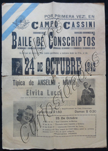 Afiche Antiguo Baile Conscriptos. Alumni Club, 1942. 23049