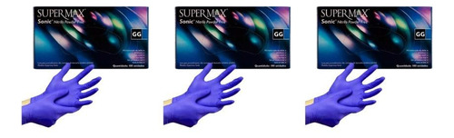 Luva Nitrilica Supermax Sonic Com 100 Grande - Kit C/3un