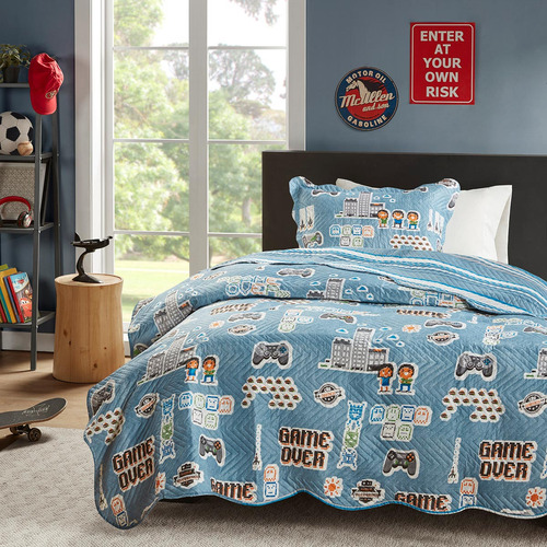 Colcha Solteiro Gamer Studio Mix C/ Porta Trav Corttex