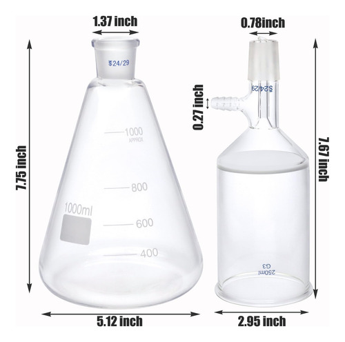 Kit De Filtrado Buchner Con Embudo Y Botella De 1 Litro