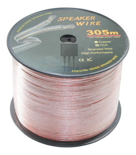 Cable Paralelo De Parlante 2x20 Awg Transparente 305m