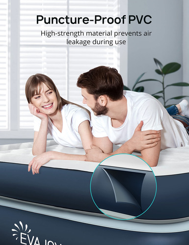 Colchón De Aire Matrimonial Con Bomba Integrada 18 Pulgadas Azul/gris