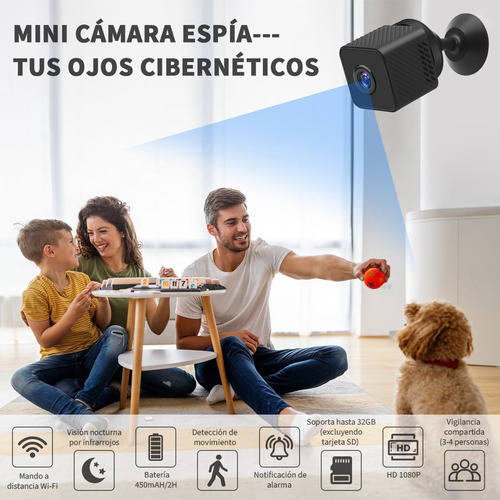 Mini Câmera Espiã Wifi Surveillance Hd 1080p Com Go Alarm 2m