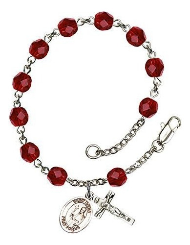 Pulsera De Dije - Pulsera De Rosario Con Placa De Plata St.