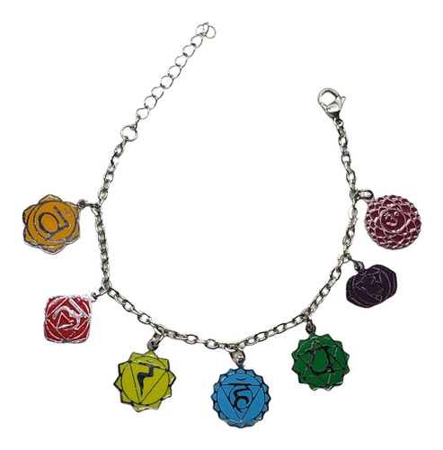 Pulsera Acero Con Dijes Colgantes Con 7 Chakras