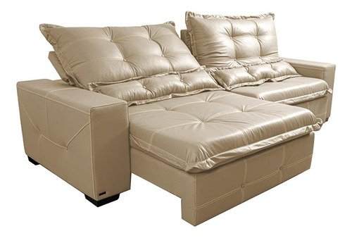 Sofá retráctil de piel auténtica Inbox Toro Bed de 2,35 m. Color: Beige