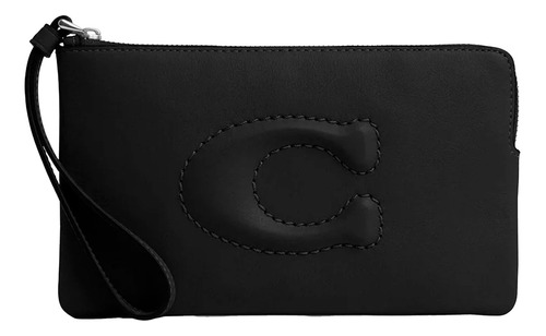 Monedero Coach Cr392 Con Diseño Lisa Color Negro De Cuero - 12.06cm X 19.68cm X 1.27cm