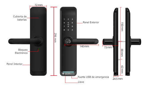 Imagen 6 de 7 de Cerradura Inteligente Zerrutti Ze 8035 Para Exteriores Ip55