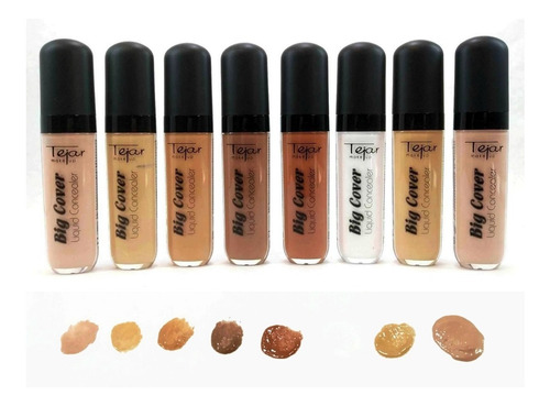 Imagen 1 de 10 de Corrector Liquido Concealer Tejar 8 Tonos Con Aplicador