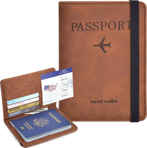 2 Porta Pasaporte Documentos Funda Protectora Viaje Con Rfid