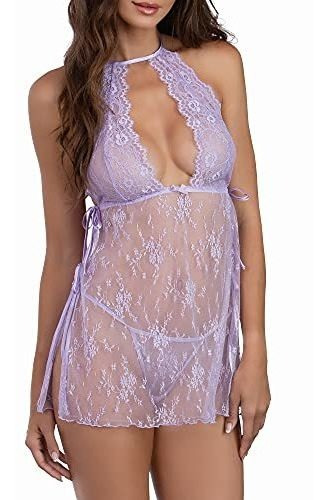 Dreamgirl Women's Lace Toga Chemise And Matching H9jb9
