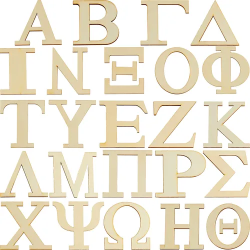 24 Letras Griegas De Madera De Una Sola Capa, Alfabetos Gri.