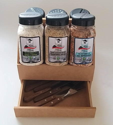 Kit 06 Sal De Parrilla Na Caixa C/porta Talher Dom Chamorro