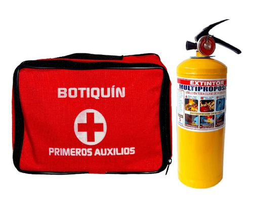 Botiquin Vehicular 18 Productos + Extintor 5 Lb Abc 