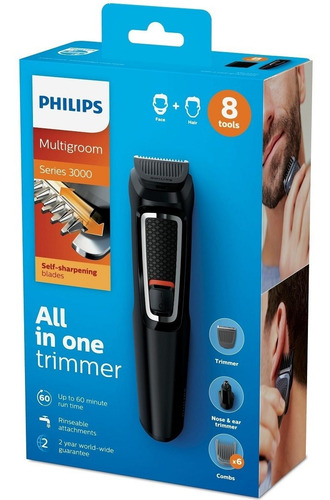 Imagen 3 de 7 de Cortabarba Multigroom Philips Mg3730 Recargable 8en1
