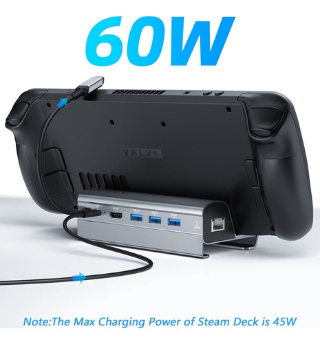 Estación De Acoplamiento Steam 6 En 1, Hub 4k Gigabit Ethern
