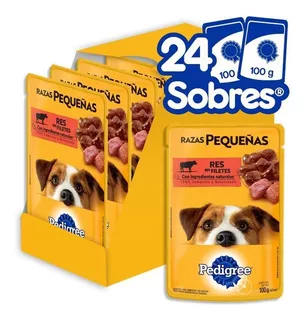 Pedigree Sobres Razas Pequeñas Sabor Res Filetes 24 Piezas