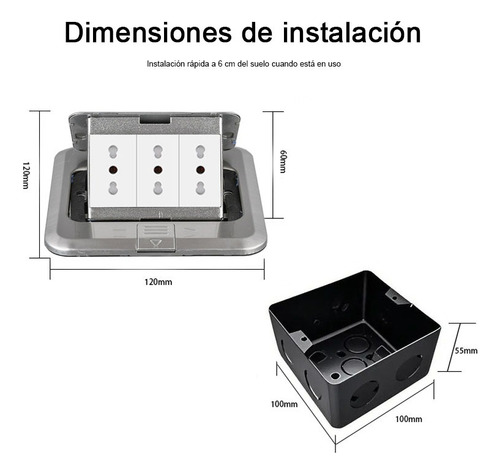 Enchufe Escritorio Placa Contactos Con 3 Tomas 16 A Piso Pop