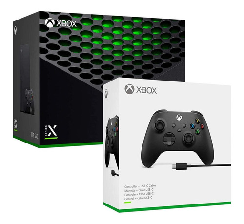 Consola Xbox Series X + Mando Negro Con Cable